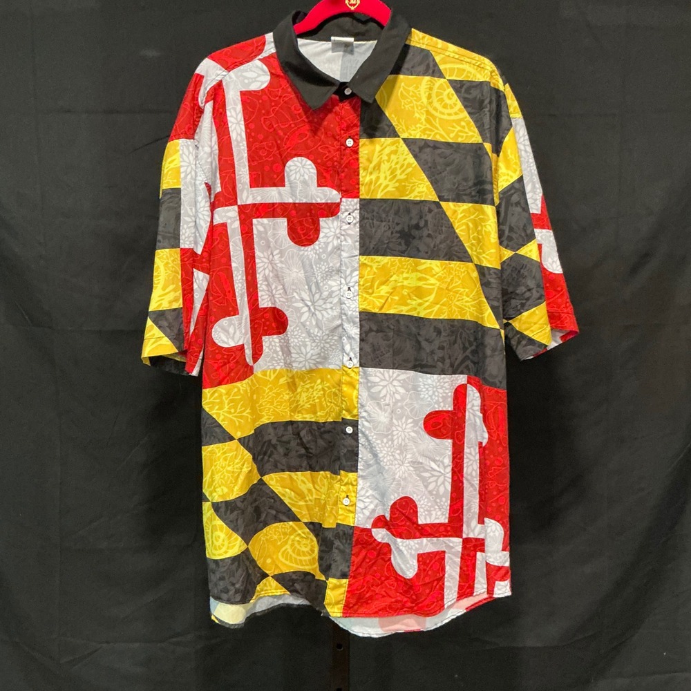 Route One Apparel Button Down Maryland Flag 3XL Multicolor Short Sleeve Floral